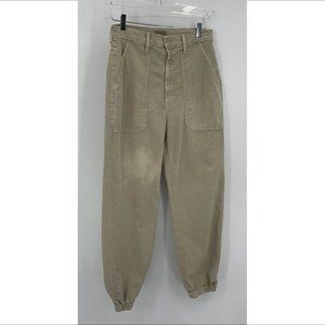 Mother The Wrapper jogger jeans khaki tan denim ankle high rise BLEACH women 29